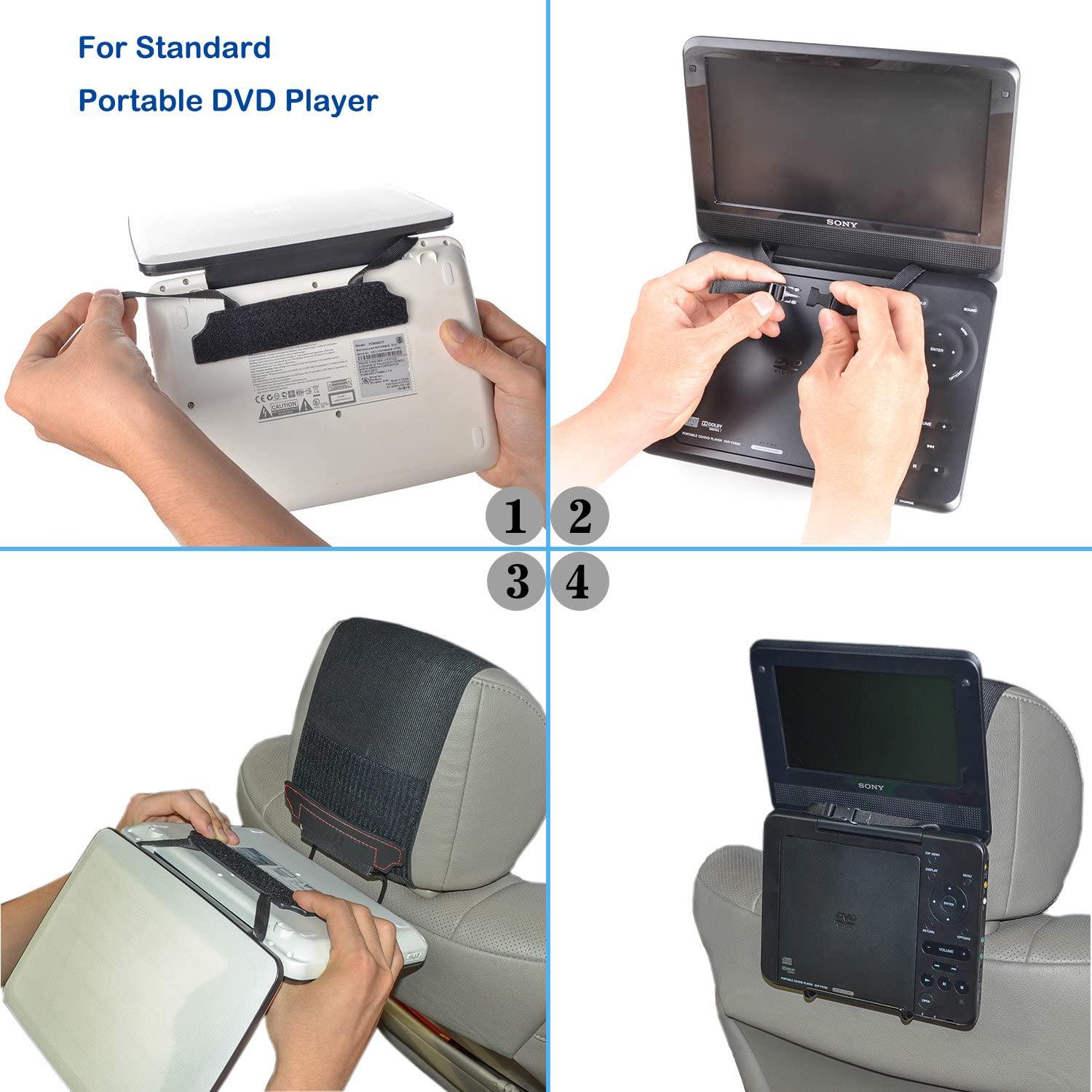TFY, TFY Car Headrest Mount Holder for Standard (Laptop Style) Portable DVD Player