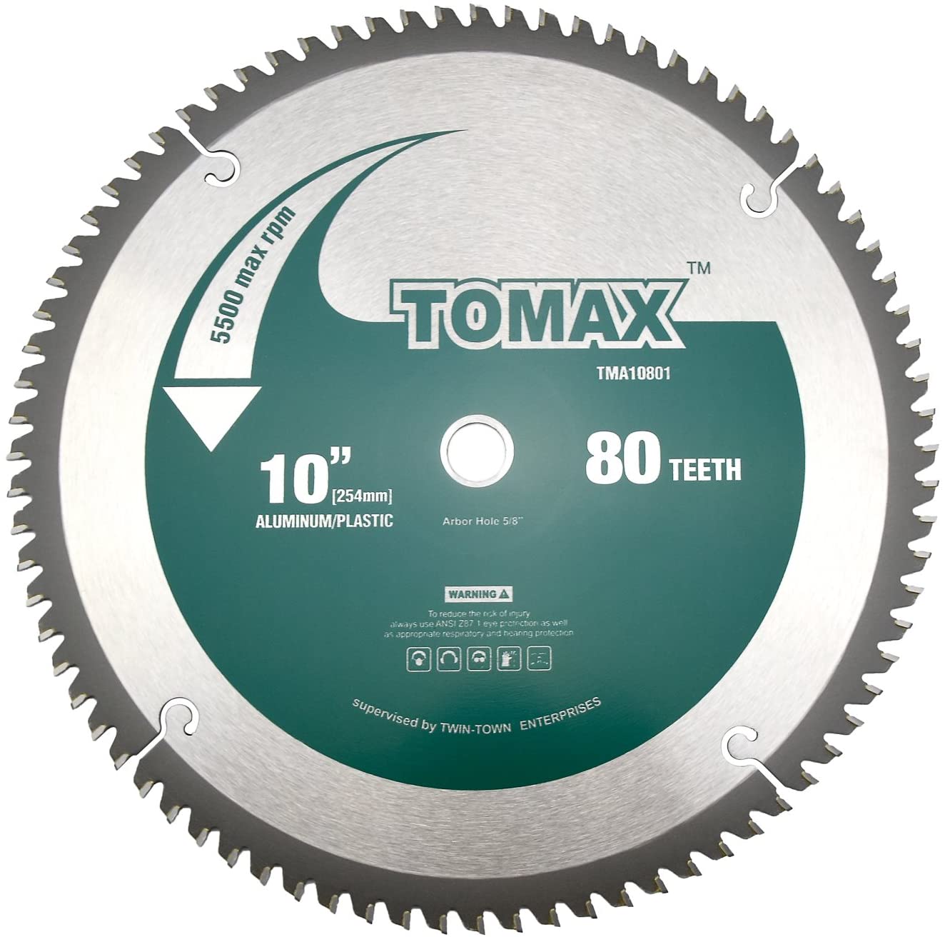 TOMAX, TOMAX 10-Inch 80 Tooth TCG Aluminum and Non-Ferrous Metal Saw Blade with 5/8-Inch Arbor