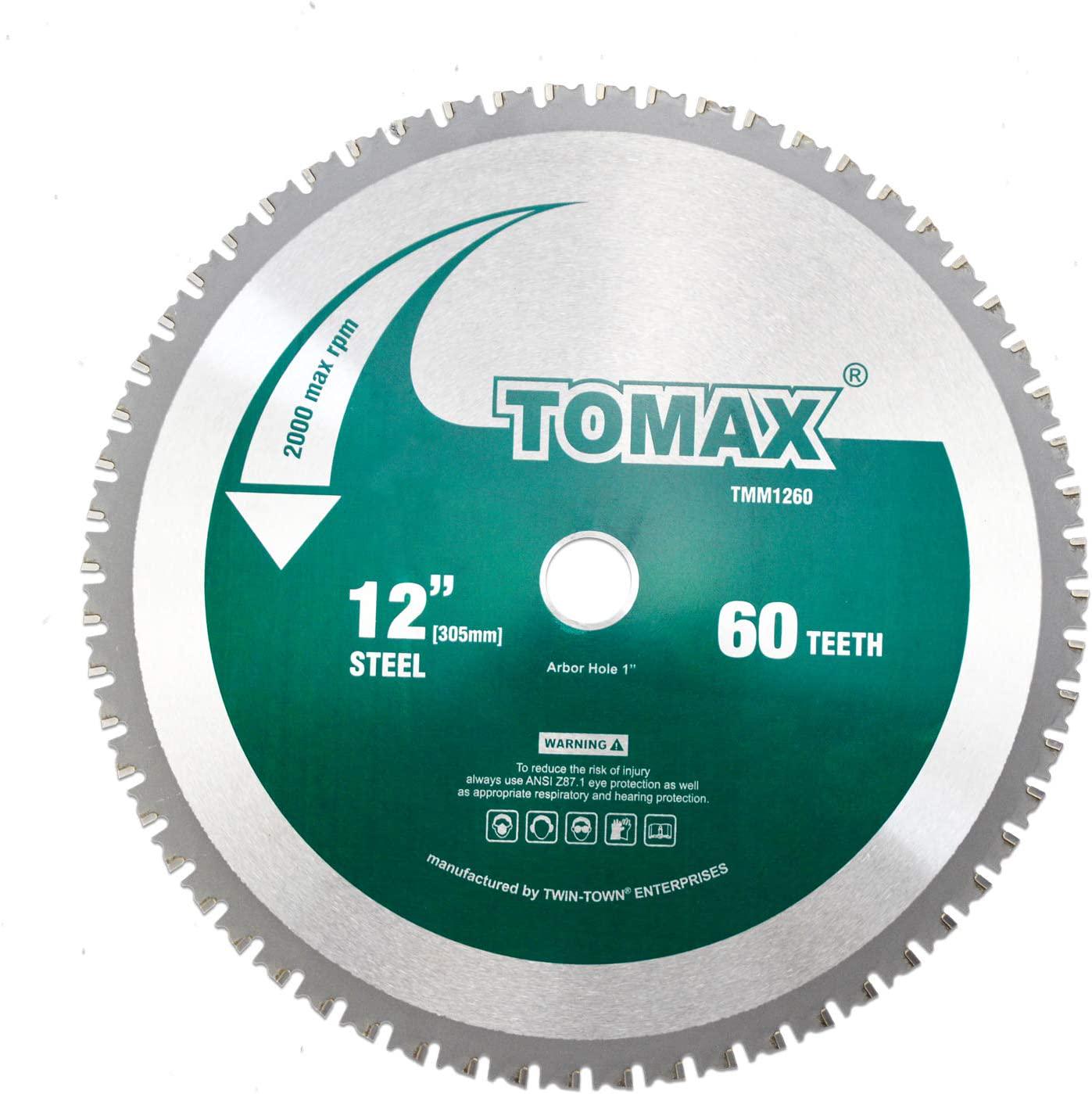 TOMAX, TOMAX 12 Inch 60 Tooth Industrial Level Steel and Ferrous Metal Saw Blade with 1 Inch Arbor