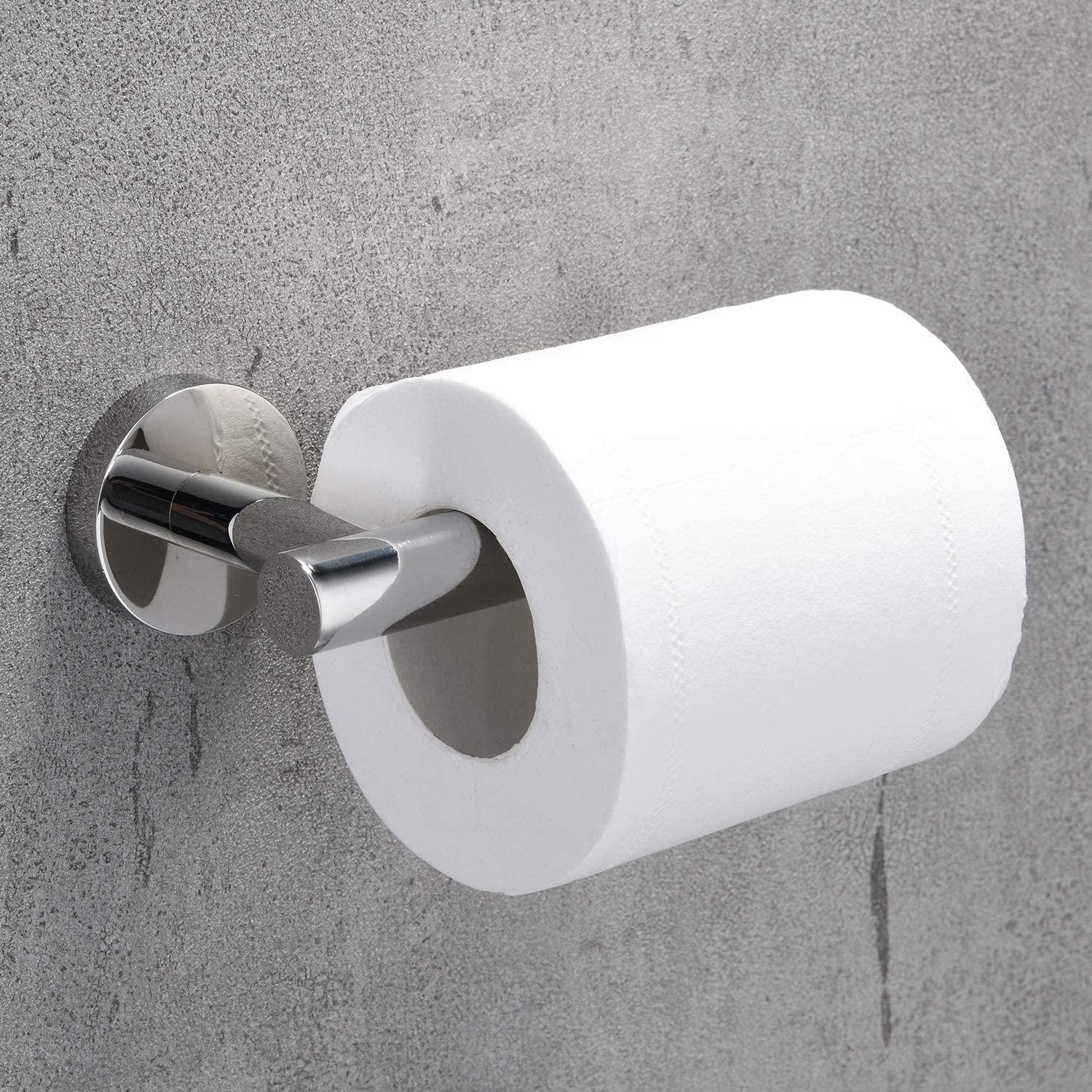 ANYPOWK, Toilet Paper Holder Wall Mount - 5.2 inch 304 Stainless Steel Toilet Roll Holder for Bathroom - Silver